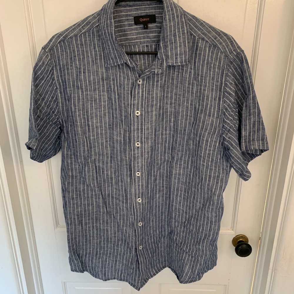 Linen Short Sleeve Shirt Size Large